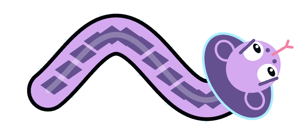 Visual completo da Serpente Astral, lilás com capuz e detalhes cristalinos